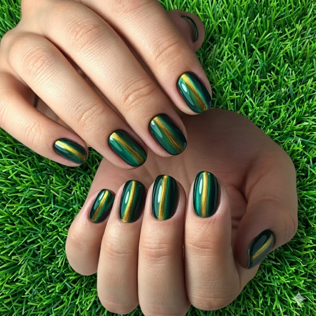 Green Glossy Nail Art